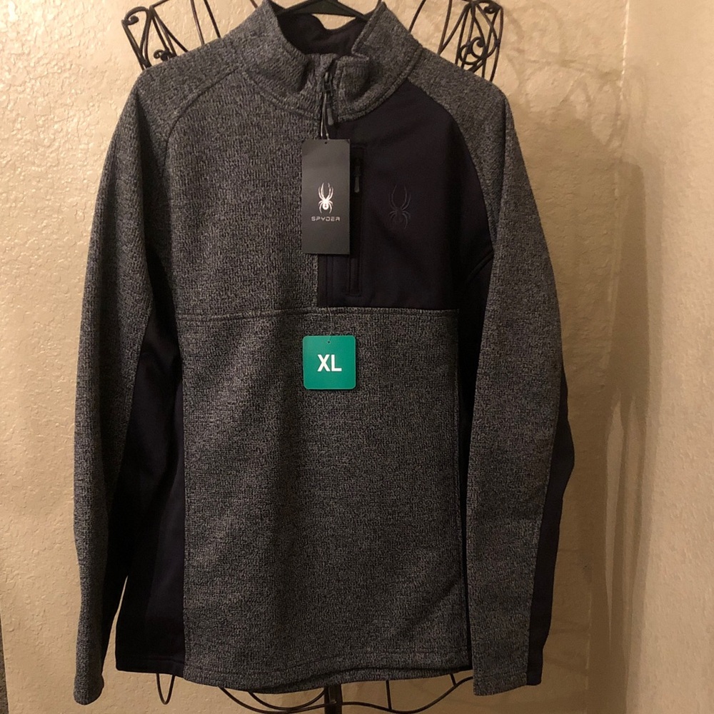 Spyder Charcoal and Black Half-Zip Pullover NWT XL
